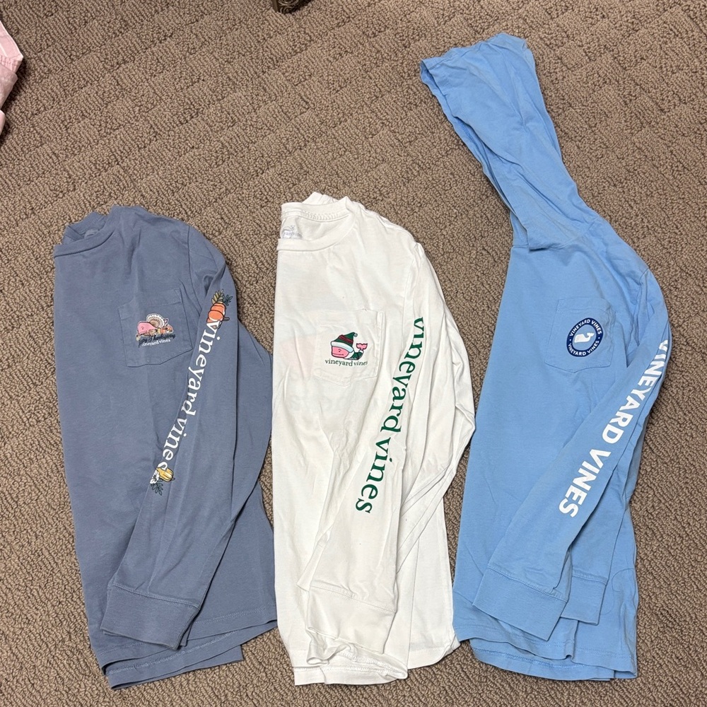 Vineyard Vines Graphic Long Sleeves - GrayBlue , White, Light Blue